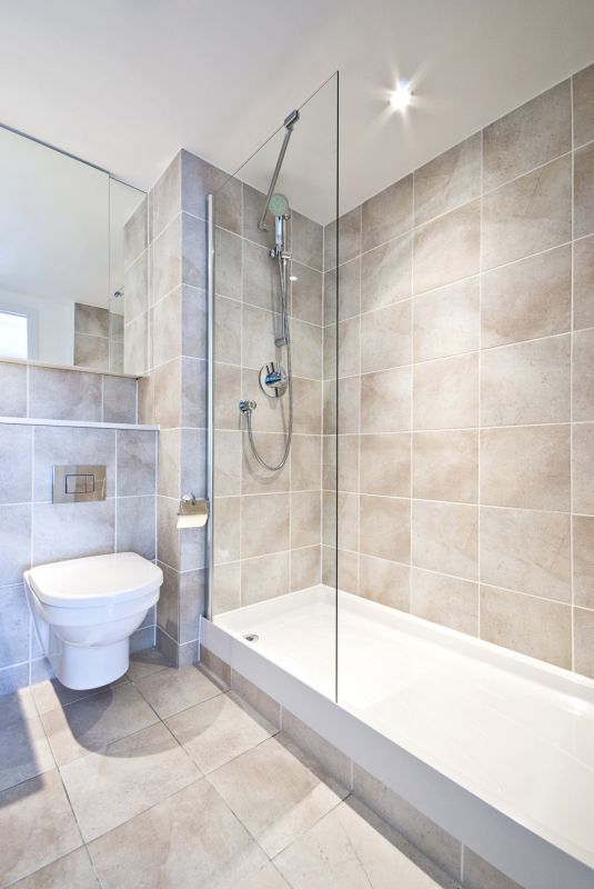 Contemporary Shower with Tile Accents